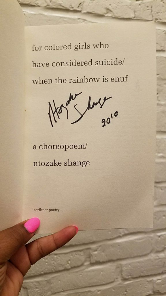 Ntozake Shange's 2010 autograph