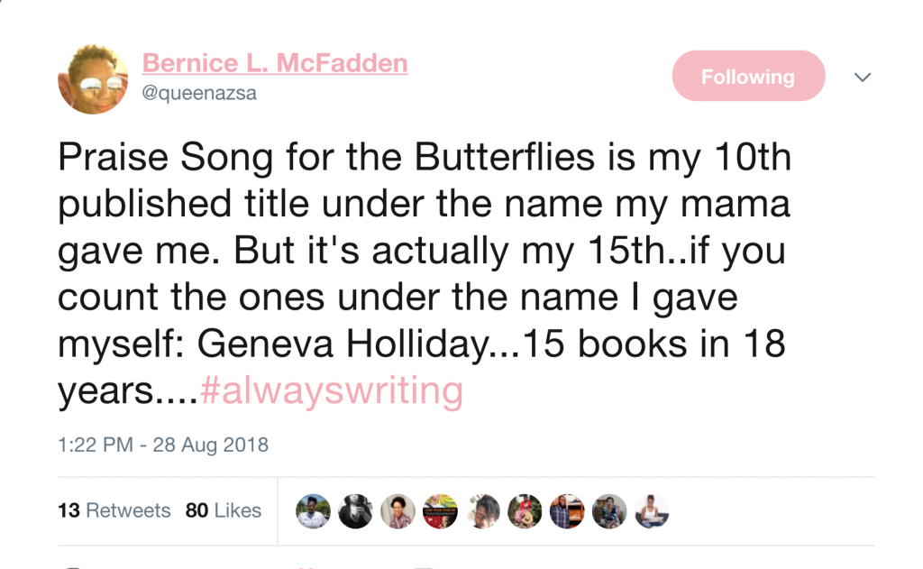 Bernice McFadden's Geneva Holiday Tweet