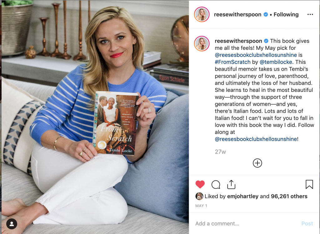 Reese Witherspoon Instagram Holding From Scratch